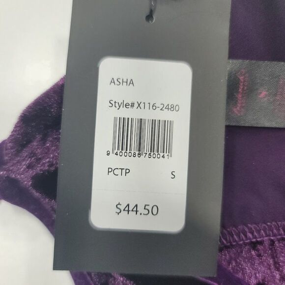 Frederick of Hollywood Asha Velvet And Lace Bra Set Purple Lingerie - Picture 7 of 7